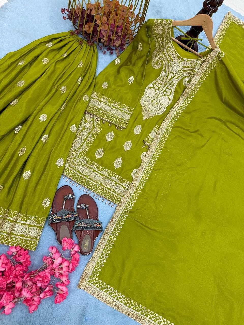 Opulent Luxury Heavy Zardozi Embroidered Kurta and Sharara Set with Dupatta