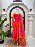 Elegant Orange Faux Designer Lehenga Set