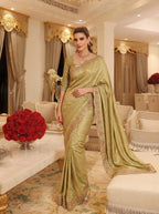 Exquisite Green with Designer Saree Set