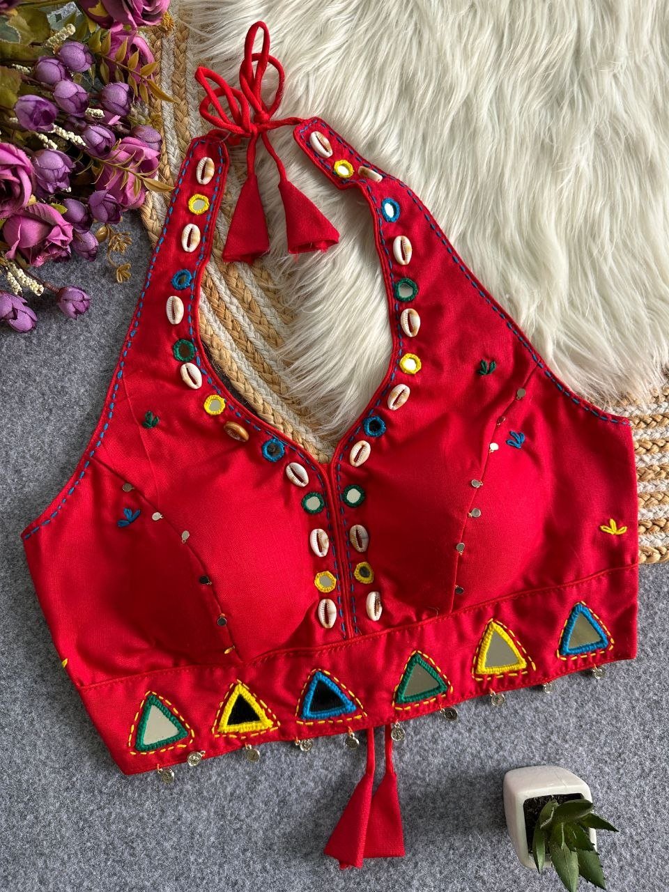 Artisanal Handcrafted Shell Embroidered Ethnic Blouse