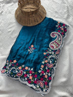Garden Floral Romance Paisley Embroidered Draped Saree