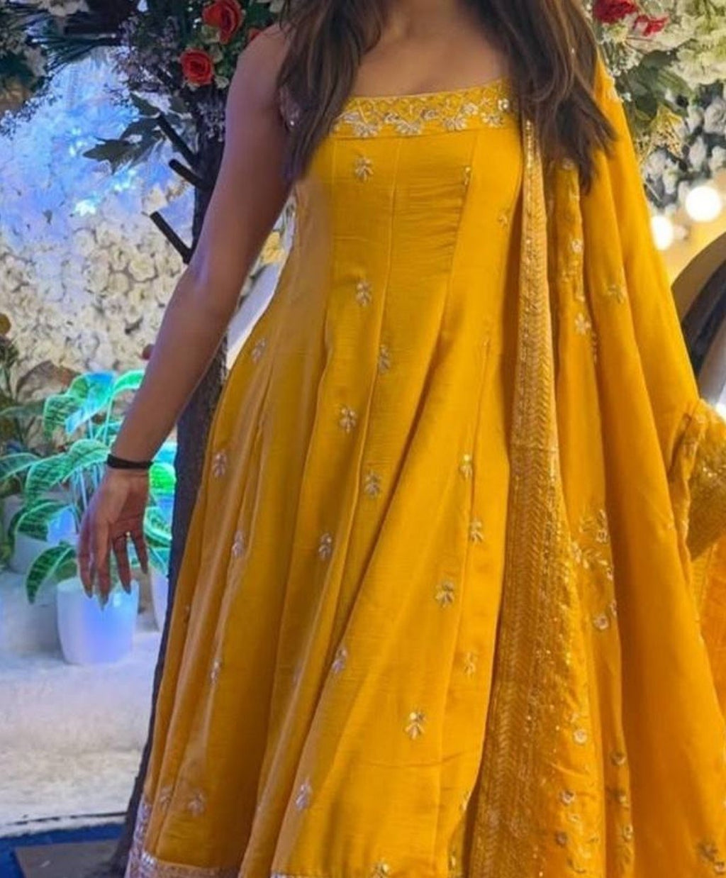 Regal Embroidered Flared Ensemble for Festive Celebrations