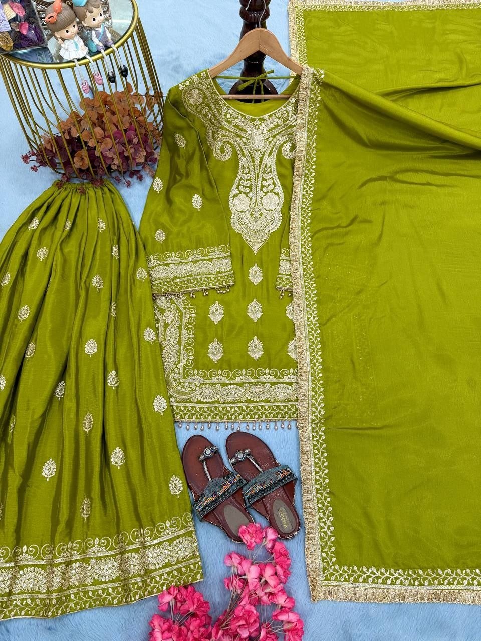 Opulent Luxury Heavy Zardozi Embroidered Kurta and Sharara Set with Dupatta