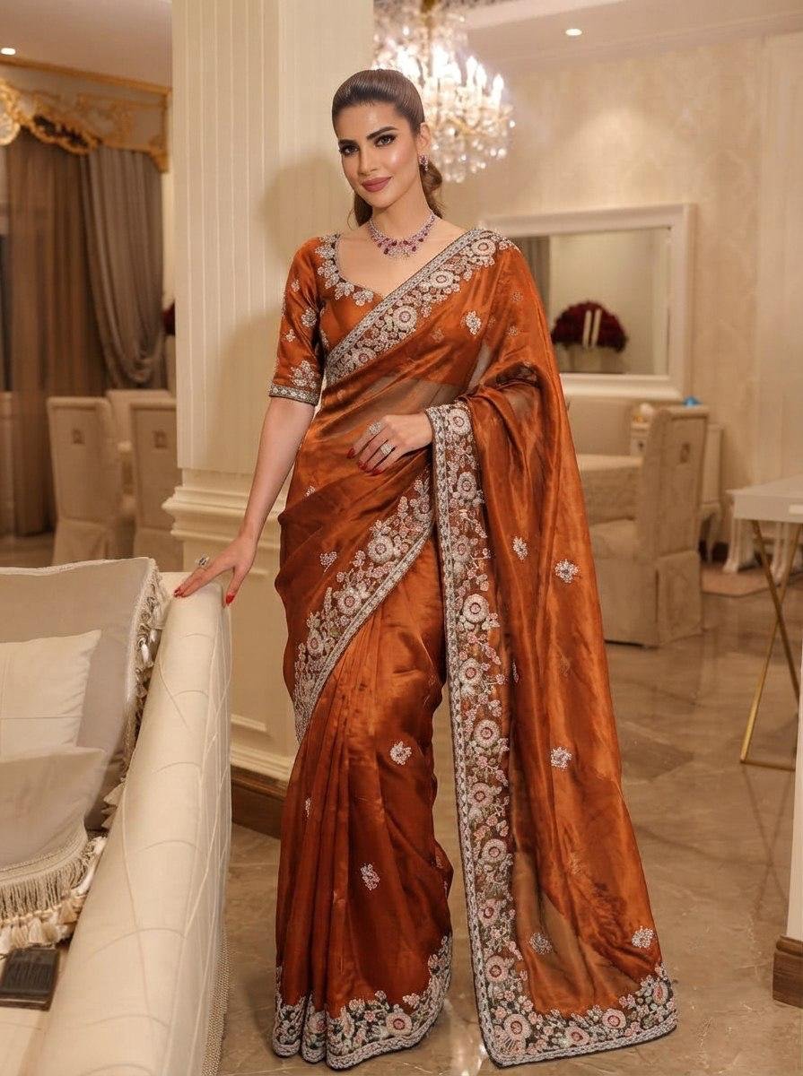 Timeless Floral Embellished Sarees Crafted for Sophisticated Celebrations