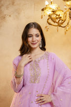 Embroidered Chanderi Kurta Set with Gota Patti Dupatta