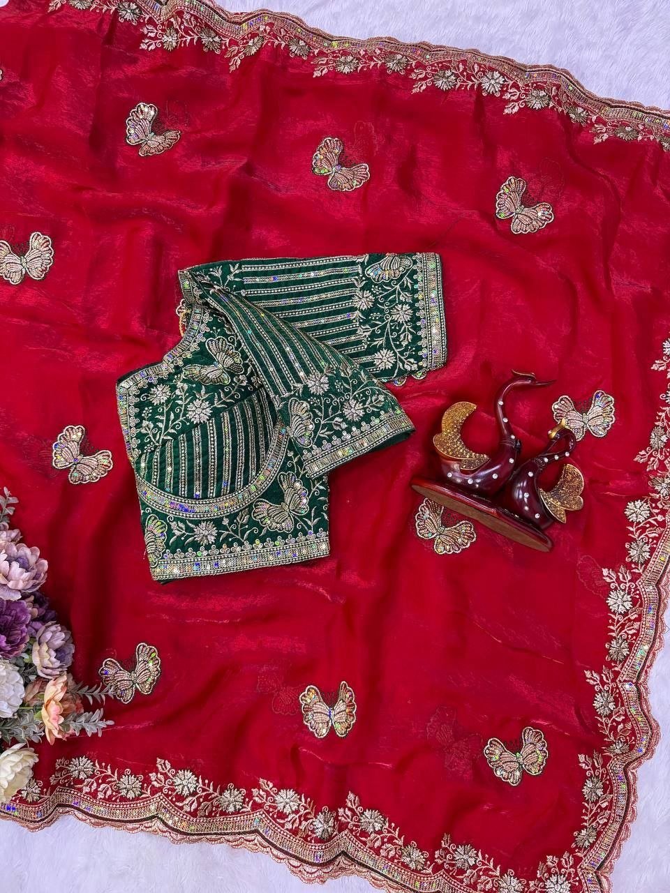 Royal Draped Saree with Intricate Embroidered Blouse