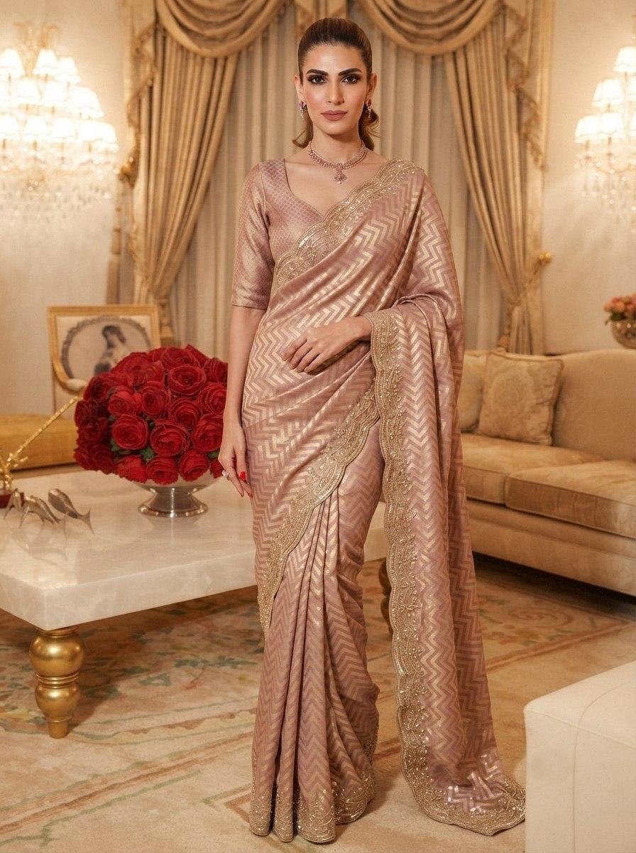 Exquisite Green with Designer Saree Set