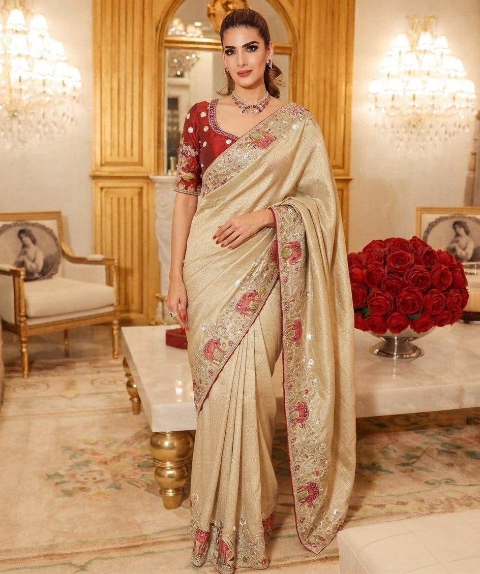 Artisanal Heritage Embroidered Saree for Grand Celebrations