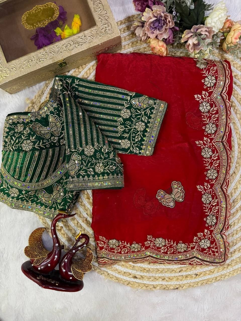 Royal Draped Saree with Intricate Embroidered Blouse
