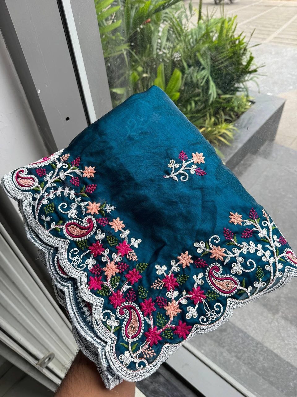 Garden Floral Romance Paisley Embroidered Draped Saree