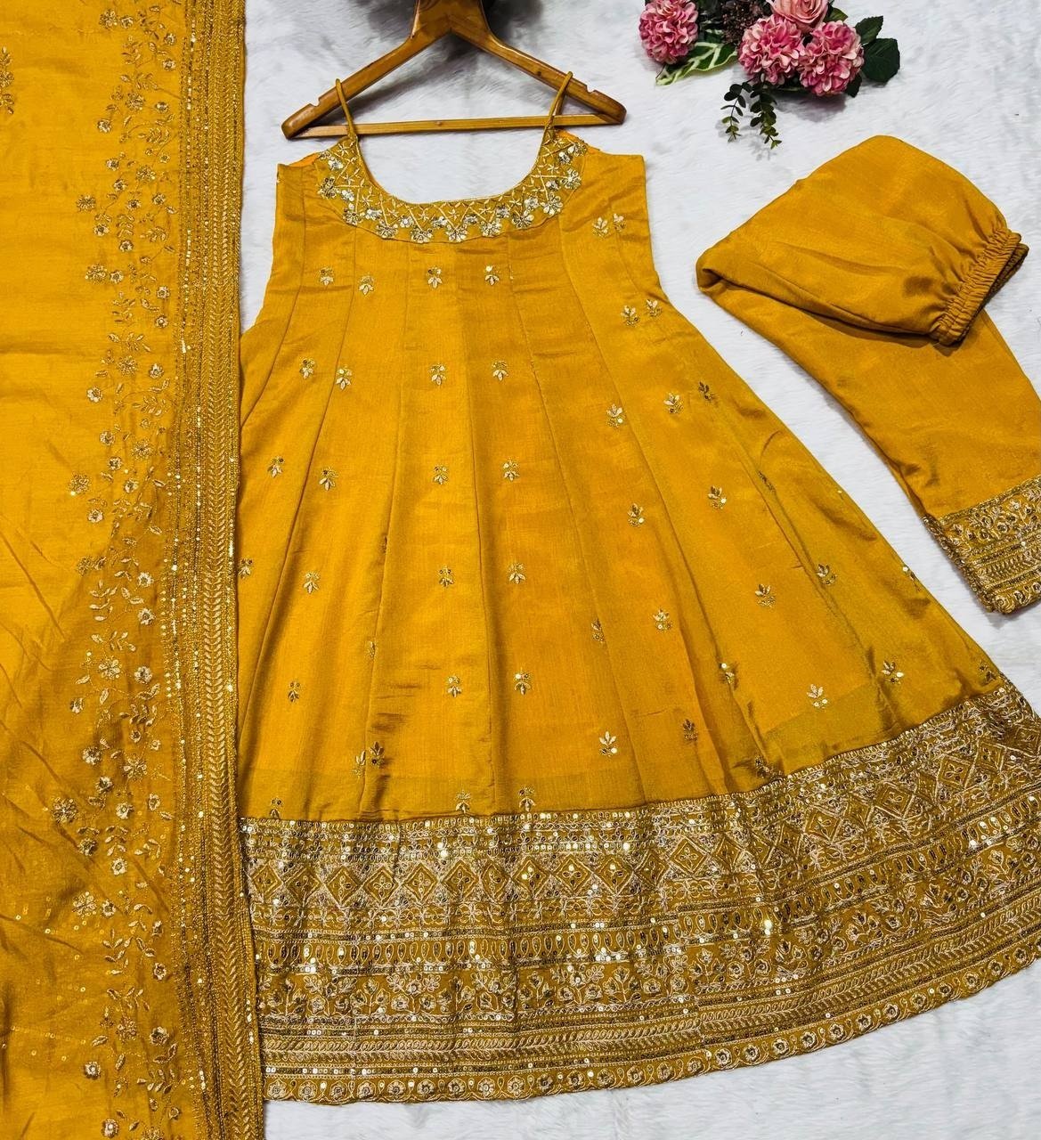 Regal Embroidered Flared Ensemble for Festive Celebrations