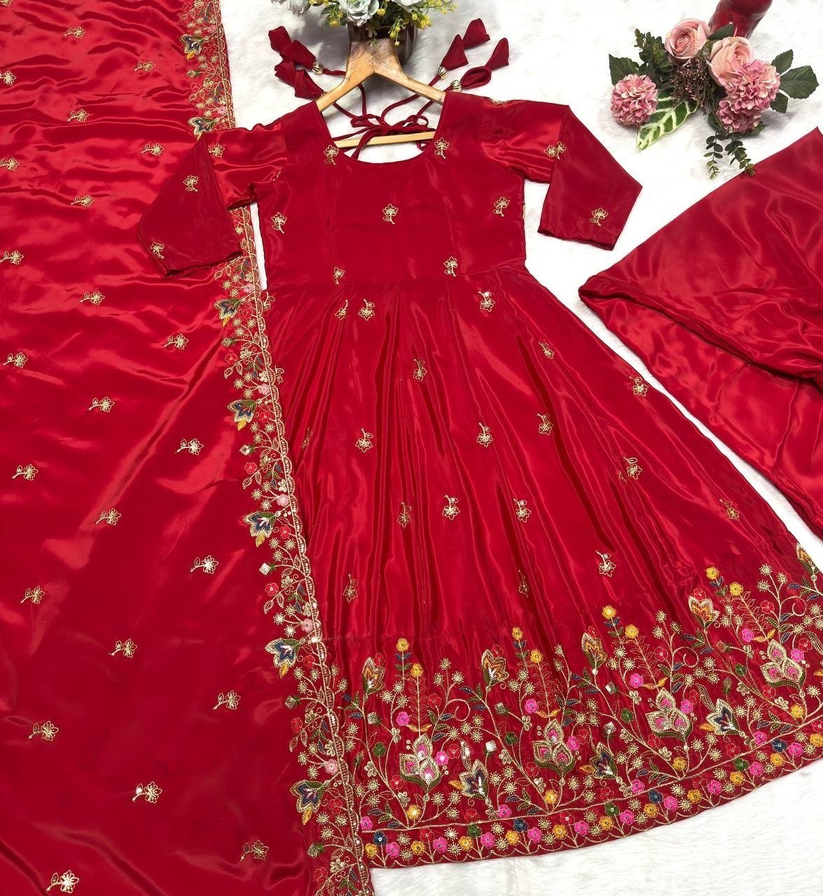Royal Heritage Embroidered Anarkali Ensemble With Intricate Floral Craftsmanship - Surat Wholesale Ethnic Wear (Photo 15)