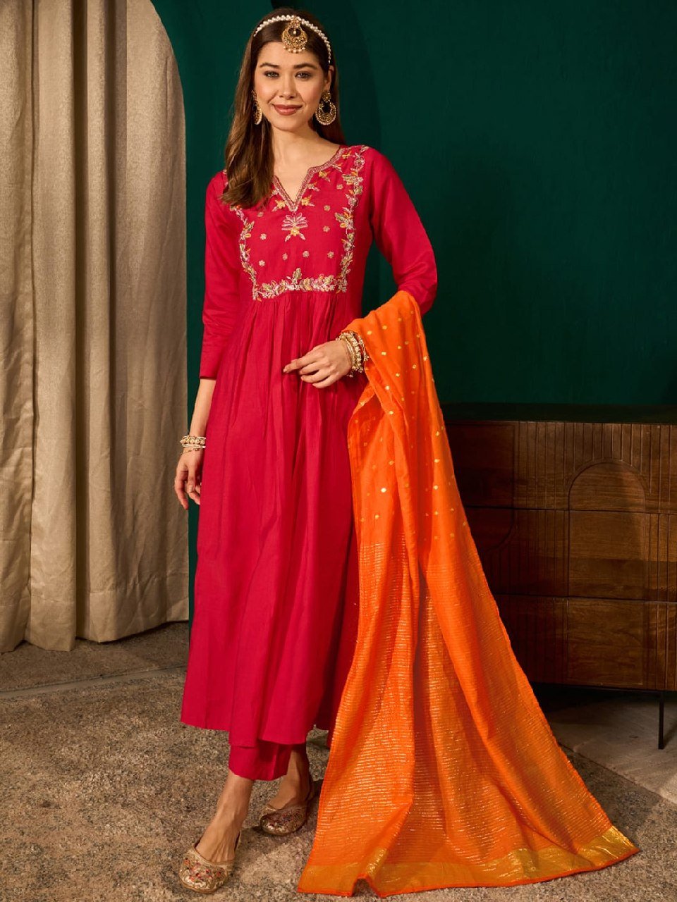Regal Heritage Floral Embroidered Anarkali Suit Ensemble