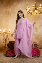 Embroidered Chanderi Kurta Set with Gota Patti Dupatta
