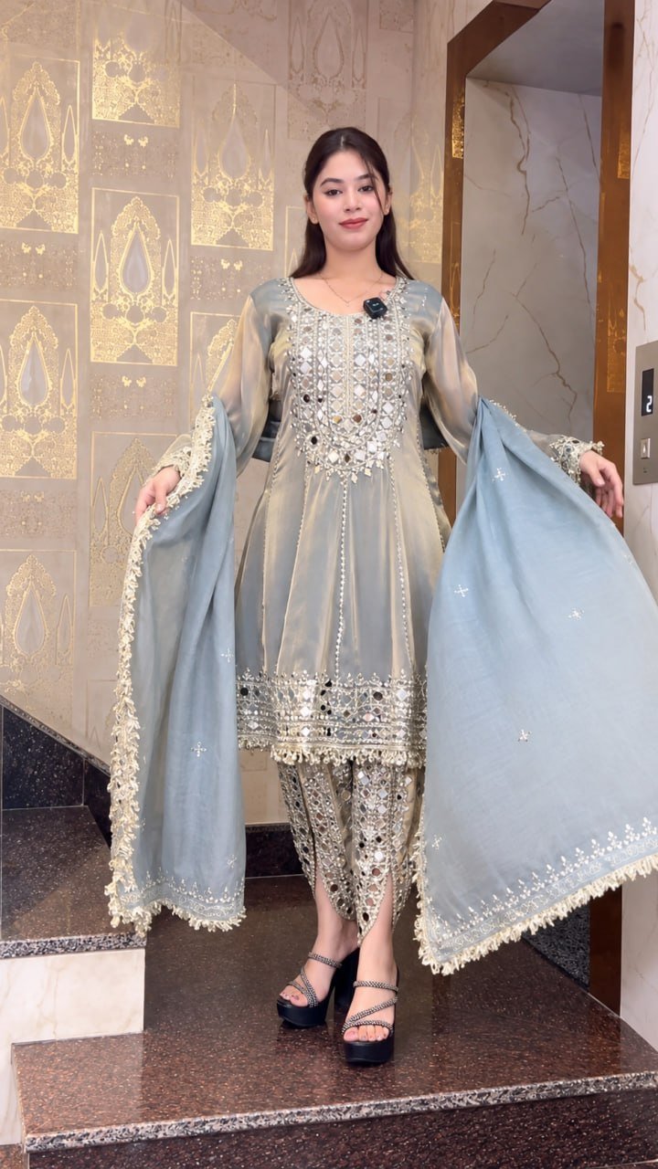 Regal Mirrorwork Palazzo Ensemble for Festive Celebrations