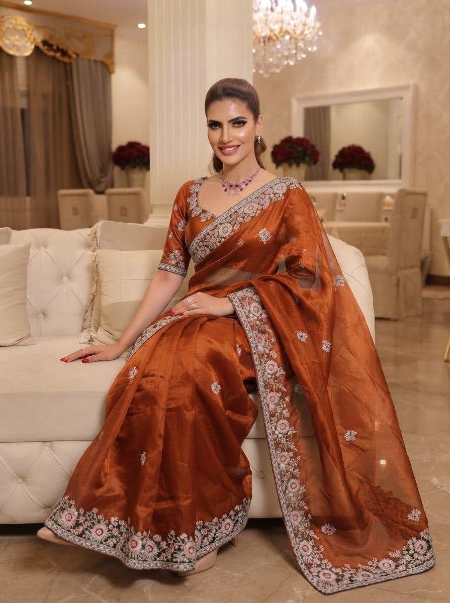 Timeless Floral Embellished Sarees Crafted for Sophisticated Celebrations