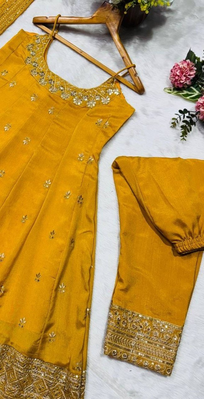 Regal Embroidered Flared Ensemble for Festive Celebrations