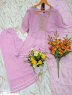 Embroidered Chanderi Kurta Set with Gota Patti Dupatta