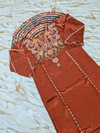 Subtle Grace Embroidered Straight Kurta Set with Tasseled Hem Dupatta
