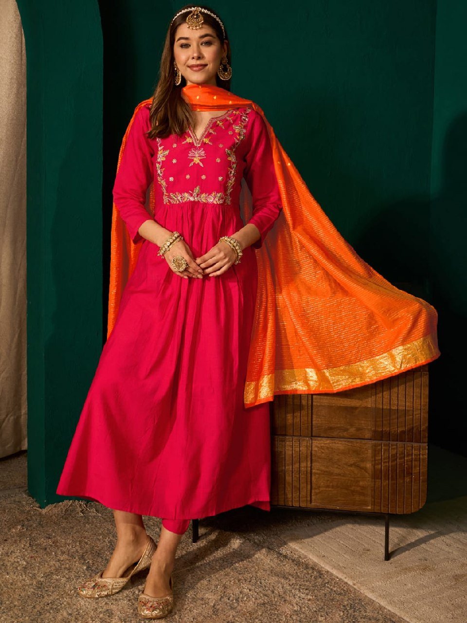 Regal Heritage Floral Embroidered Anarkali Suit Ensemble