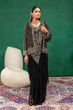 Sequined Heavy Work Jacket With Pre Stitched Draped Saree Set