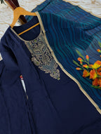 Festive Embroidered Anarkali Suit with Striped Dupatta
