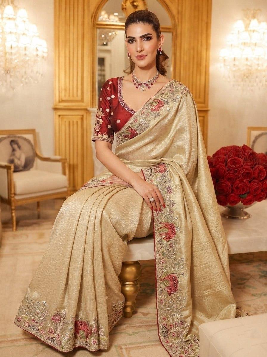 Artisanal Heritage Embroidered Saree for Grand Celebrations