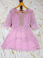 Embroidered Chanderi Kurta Set with Gota Patti Dupatta
