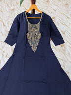 Festive Embroidered Anarkali Suit with Striped Dupatta