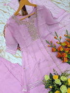Embroidered Chanderi Kurta Set with Gota Patti Dupatta