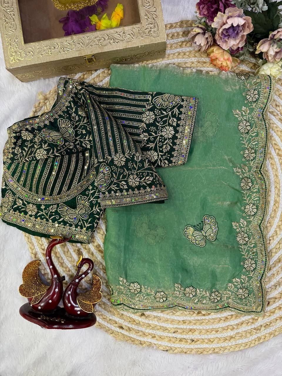 Royal Draped Saree with Intricate Embroidered Blouse