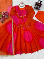 Elegant Orange Faux Designer Lehenga Set