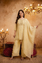 Embroidered Chanderi Kurta Set with Gota Patti Dupatta