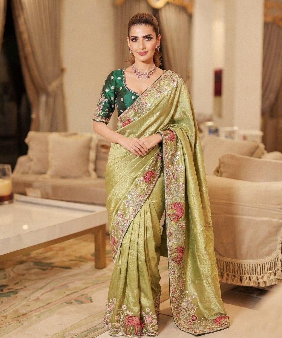 Artisanal Heritage Embroidered Saree for Grand Celebrations