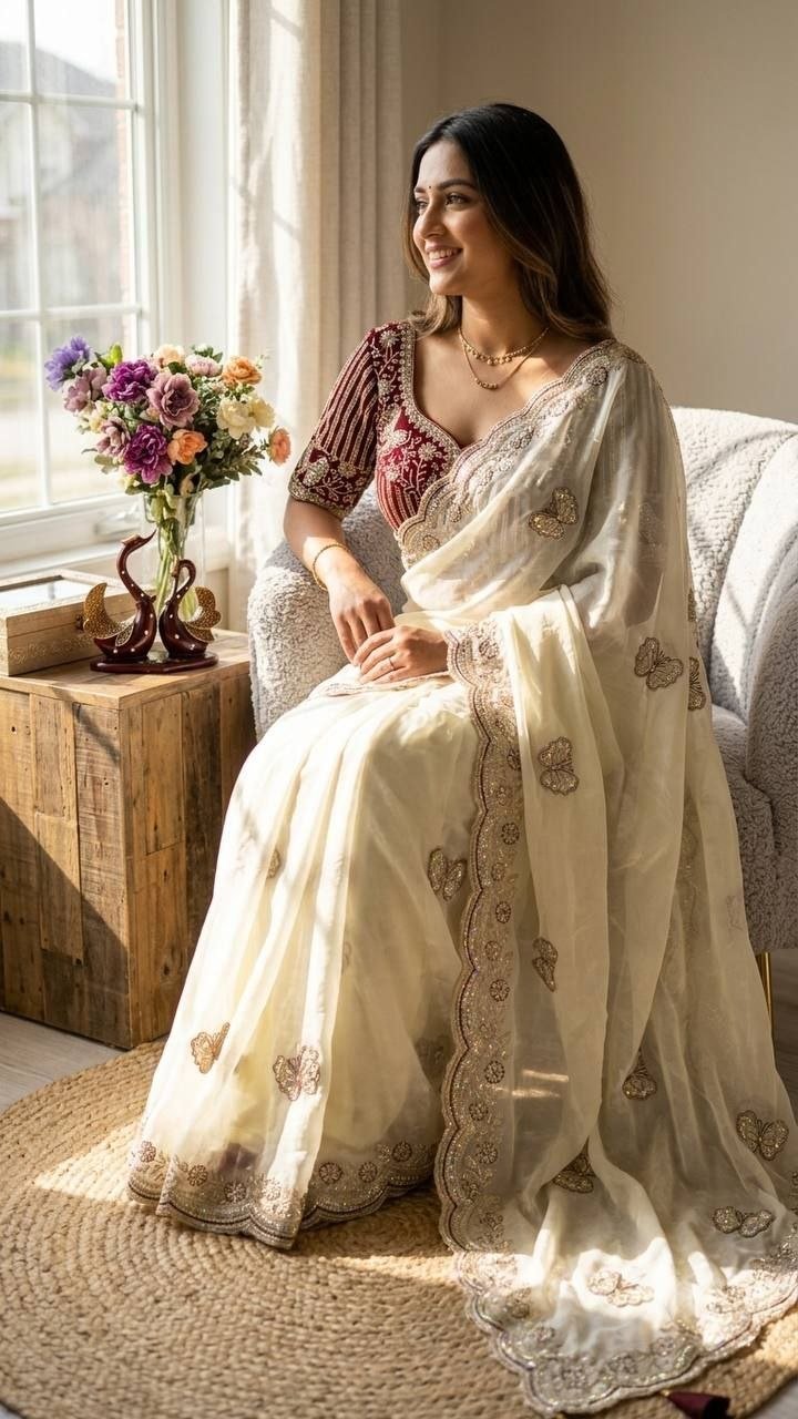 Royal Draped Saree with Intricate Embroidered Blouse
