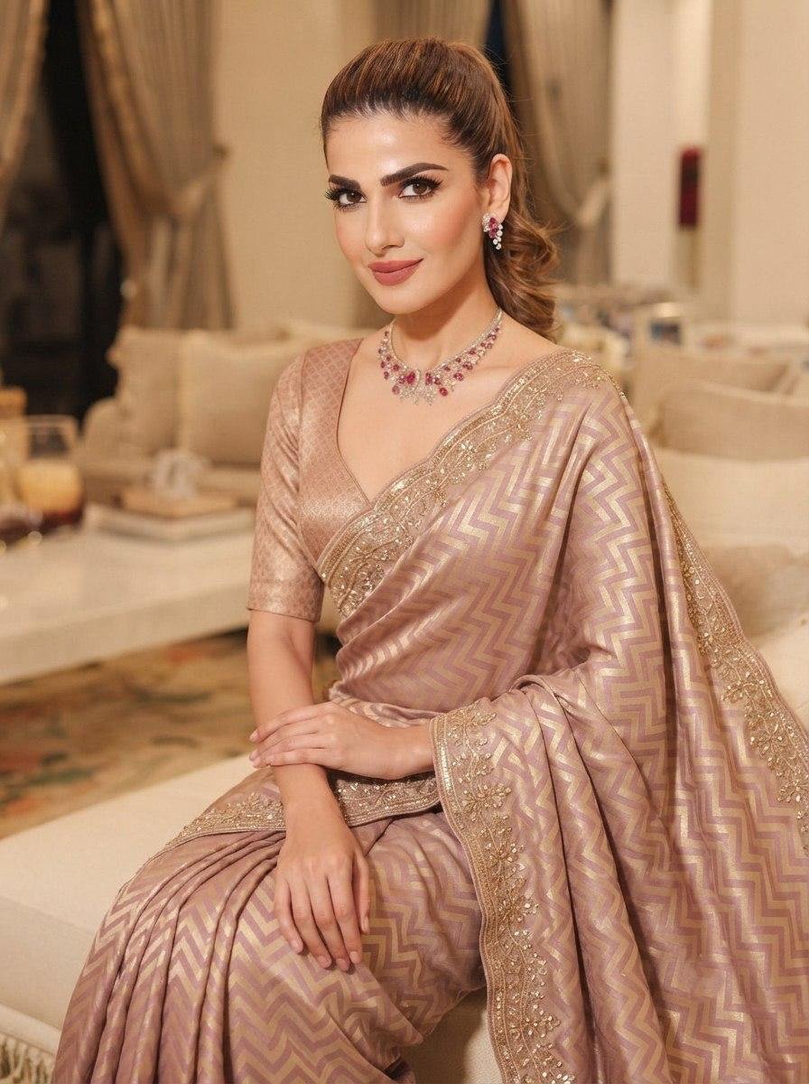 Exquisite Green with Designer Saree Set