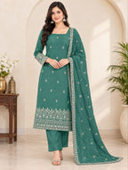 Embroidered Straight Fit Kurta Set With Matching Dupatta - Surat Wholesale Ethnic Wear (Photo 1)