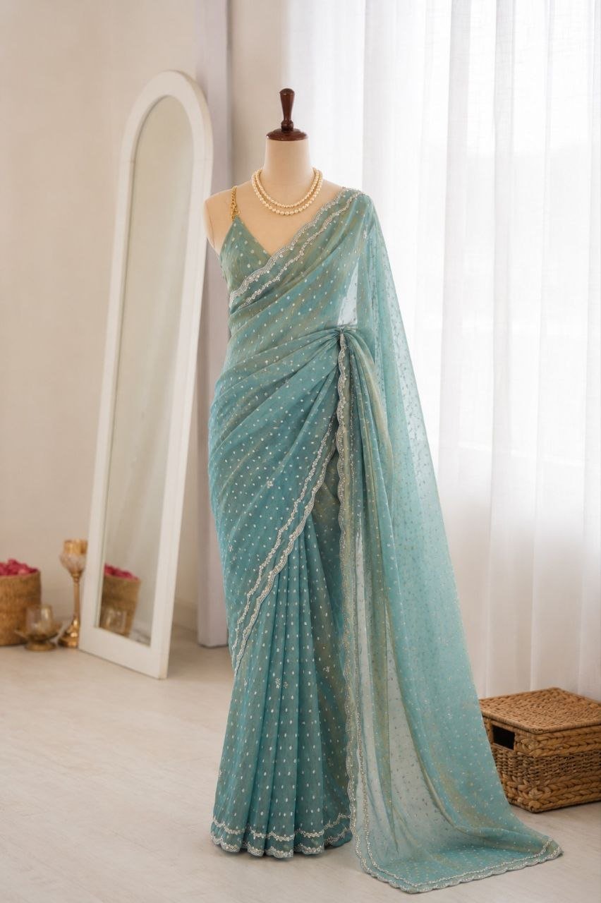 Ethereal Dotted Drapes with Delicate Lace Border Charm