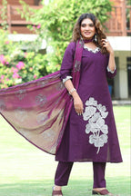 Garden Floral Romance Embroidered Kurta Set with Flowing Dupatta - Surat Wholesale Ethnic Wear (Photo 1)