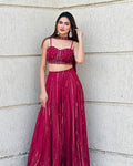 Embellished Crop Top with Foil Printed Flared Palazzo Pants - Surat Wholesale Ethnic Wear (Photo 1)