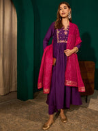 Regal Heritage Floral Embroidered Anarkali Suit Ensemble