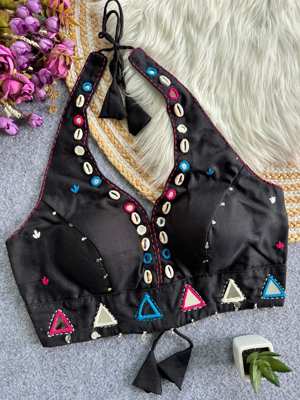 Artisanal Handcrafted Shell Embroidered Ethnic Blouse