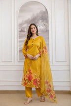 Garden Floral Romance Printed Kurta Set with Ethereal Dupatta