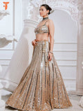 Heavy Mirror Work Sequined Lehenga Set with Tasseled Blouse