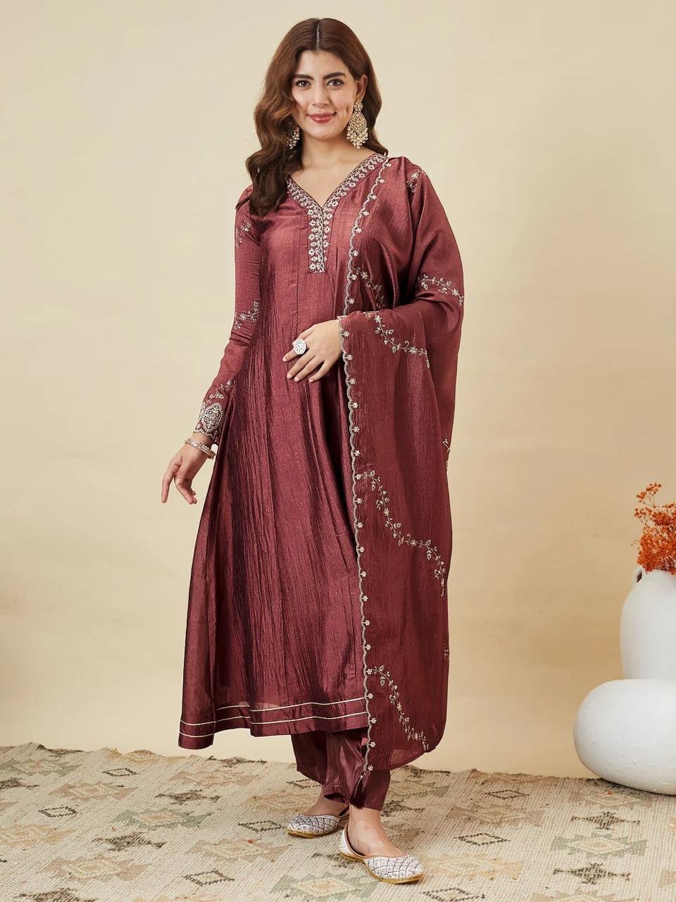 Regal Heritage Embroidered Anarkali Ensemble