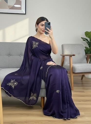 Royal Heritage Floral Embroidered Organza Saree with Intricate Handcrafted Detailing - Surat Wholesale Ethnic Wear (Photo 1)