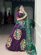 Silk Patola Print Lehenga Choli Set with Festive Tassels