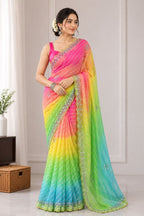 Sunlit & Vibrant Contemporary Draped Saree Ensemble