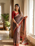 Artisanal Heritage Printed Saree with Intricate Borders for Festive Occasions - Surat Wholesale Ethnic Wear (Photo 1)