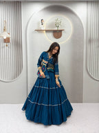 Tiered Flared Lehenga with Tasseled Embroidered Koti Jacket